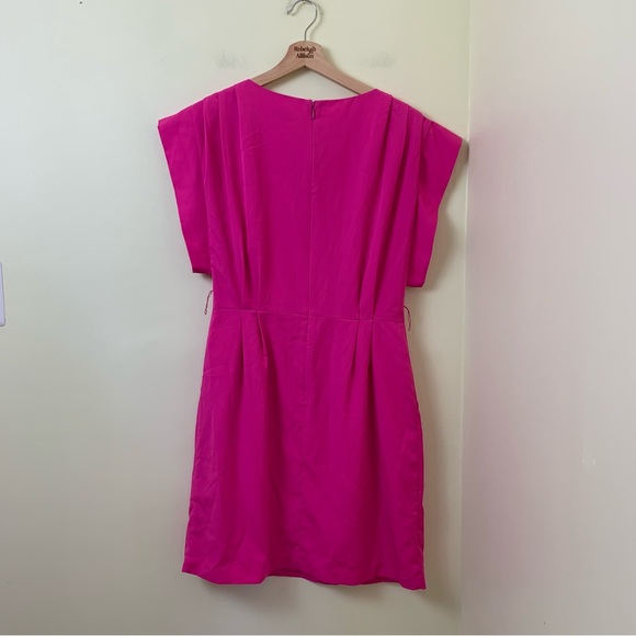 Eliza J. Gorgeous Bright Pink Pleated Boxy Dress Size 8 - Picture 6 of 9